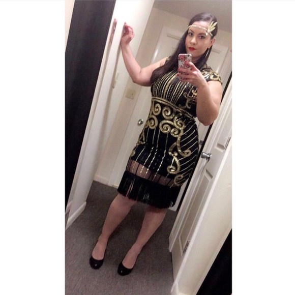 sequin fringe flapper dress